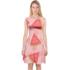 Background Watermelon Pattern Fruit Food Sweet Capsleeve Midi Dress by Jancukart