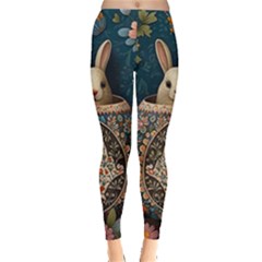 Easter Bunny Rabbit Flowers Easter Happy Easter Leggings  by Jancukart