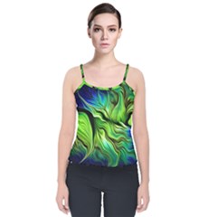 Fractal Art Pattern Abstract Fantasy Digital Velvet Spaghetti Strap Top by Jancukart