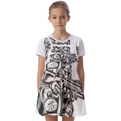 Scarface Movie Traditional Tattoo Kids  Short Sleeve Pinafore Style Dress by tradlinestyle