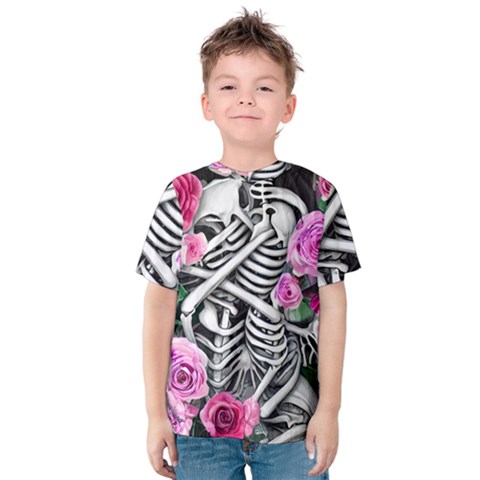 Floral Skeletons Kids  Cotton Tee by GardenOfOphir