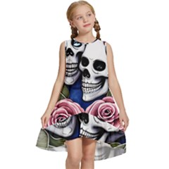 Skulls And Flowers Kids  Frill Swing Dress by GardenOfOphir