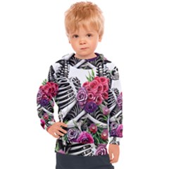 Gothic Floral Skeletons Kids  Hooded Pullover by GardenOfOphir