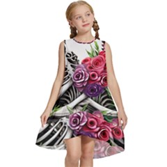 Gothic Floral Skeletons Kids  Frill Swing Dress by GardenOfOphir