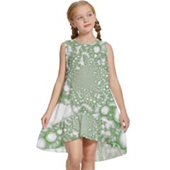 Green Abstract Fractal Background Texture Kids  Frill Swing Dress by Ravend