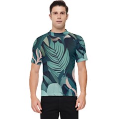 Green Nature Bohemian Painting Leaves Foliage Men s Short Sleeve Rash Guard by Ravend