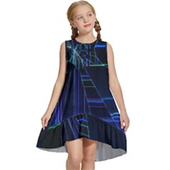 Screen Glitch Broken  Crack  Fracture  Glass Pattern Kids  Frill Swing Dress by Sapixe