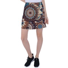 Bohemian Flair In Blue And Earthtones Tennis Skirt by HWDesign