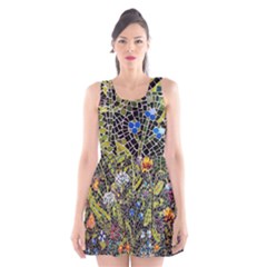 Mosaic Background Pattern Texture Scoop Neck Skater Dress by Ravend