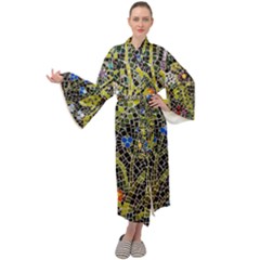 Mosaic Background Pattern Texture Maxi Velour Kimono by Ravend