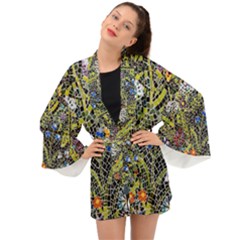 Mosaic Background Pattern Texture Long Sleeve Kimono by Ravend