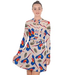 Bird Animals Parrot Pattern Long Sleeve Panel Dress by Ravend