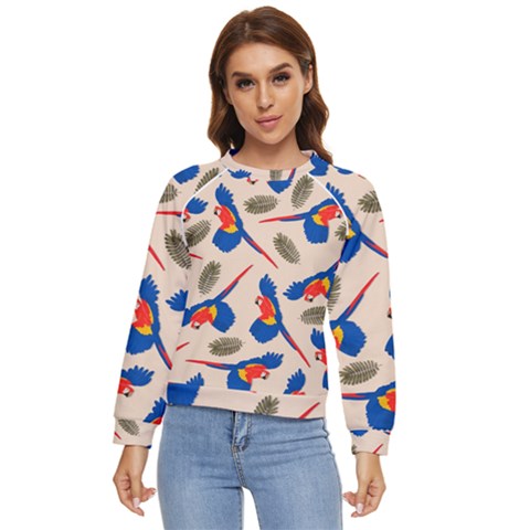 Bird Animals Parrot Pattern Women s Long Sleeve Raglan Tee by Ravend