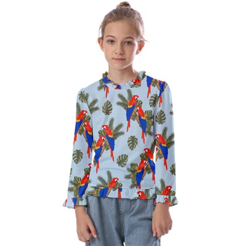 Birds Animals Nature Background Kids  Frill Detail Tee by Ravend