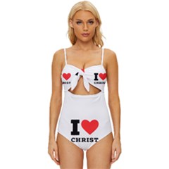 I Love Christ Knot Front One-piece Swimsuit by ilovewhateva