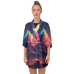 Mountain Sky Color Colorful Night Half Sleeve Chiffon Kimono by Ravend