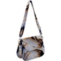 Marble Stone Abstract Gold White Saddle Handbag View1