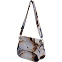 Marble Stone Abstract Gold White Saddle Handbag View2