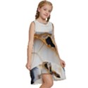 Marble Stone Abstract Gold White Kids  Frill Swing Dress View3