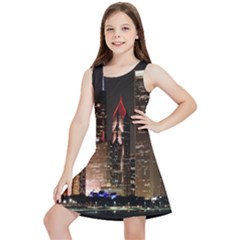 Chicago City Architecture Downtown Kids  Lightweight Sleeveless Dress by Ravend