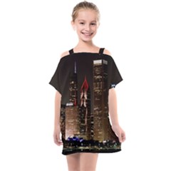 Chicago City Architecture Downtown Kids  One Piece Chiffon Dress by Ravend