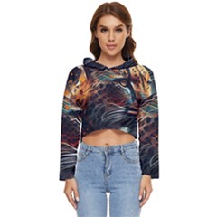 Leopard Feline Artwork Art Fantasy Women s Lightweight Cropped Hoodie by Ravend