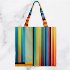 Colorful Rainbow Striped Pattern Zipper Grocery Tote Bag by Uceng