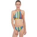 Colorful Rainbow Striped Pattern Racer Front Bikini Set View1