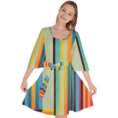 Colorful Rainbow Striped Pattern Velour Kimono Dress by Uceng