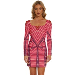 Art Pattern Design Wallpaper Long Sleeve Square Neck Bodycon Velour Dress by Uceng