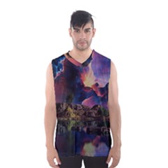 Lake Galaxy Stars Science Fiction Men s Basketball Tank Top by Uceng