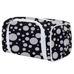 Black Circle Pattern Toiletries Pouch by artworkshop