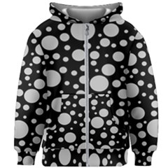 Black Circle Pattern Kids  Zipper Hoodie Without Drawstring by artworkshop