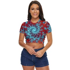 Fractal Pattern Background Side Button Cropped Tee by Uceng