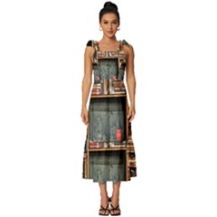 Books Tie-strap Tiered Midi Chiffon Dress by artworkshop