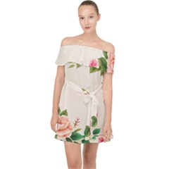 Watercolor Flower Off Shoulder Chiffon Dress by artworkshop