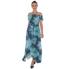 Graphic Design Wallpaper Abstract Off Shoulder Open Front Chiffon Dress by Ravend