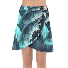 Sculpture Dinosaur Shark Frozen Winter Fantasy Wrap Front Skirt by Ravend