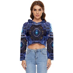 Ai Generated Digital Technology Computer Internet Women s Lightweight Cropped Hoodie by Ravend