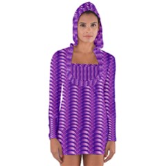 Purple Textile Vibrant Decor 3d Long Sleeve Hooded T-shirt by Ravend