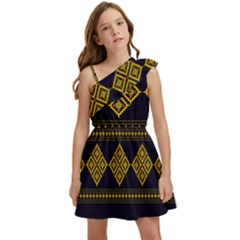 Abstract Antique Architecture Art Artistic Artwork Kids  One Shoulder Party Dress by Ravend