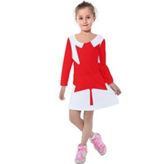 Canada Flag Canadian Flag View Kids  Long Sleeve Velvet Dress by Ravend