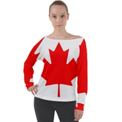 Canada Flag Canadian Flag View Off Shoulder Long Sleeve Velour Top by Ravend