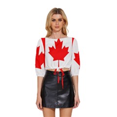 Canada Flag Canadian Flag View Mid Sleeve Drawstring Hem Top by Ravend