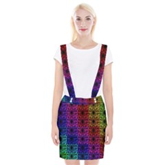 Rainbow Grid Form Abstract Background Graphic Braces Suspender Skirt by Ravend