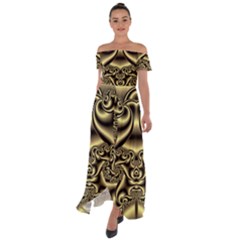 Background Fractal Sample Fantasy Texture Design Off Shoulder Open Front Chiffon Dress by Ravend