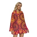 Art Pattern Fractal Design Abstract Artwork Round Neck Long Sleeve Bohemian Style Chiffon Mini Dress View3