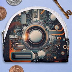 Illustrations Technology Robot Internet Processor Horseshoe Style Canvas Pouch by Ravend