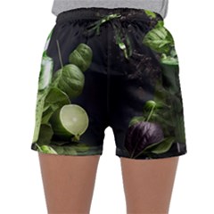 Ai Generated Drink Spinach Smooth Apple Ginger Sleepwear Shorts by danenraven