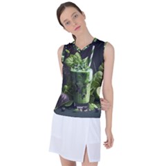 Ai Generated Drink Spinach Smooth Apple Ginger Women s Sleeveless Sports Top by danenraven